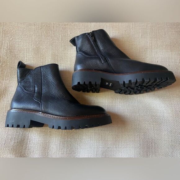 Nordstrom Miller 2 Water Resistant Leather Lug Sole Boot (Women) Black 5.5 - Picture 7 of 12